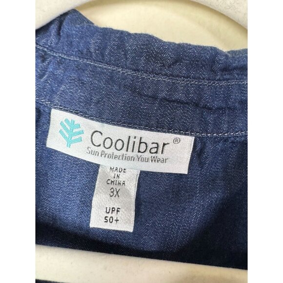Coolibar Long Sleeve Chambray Denim Tunic Top Women Plus size 3X UPF 50+ Blue - Picture 16 of 16